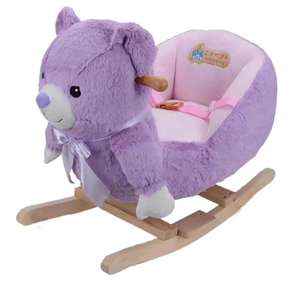 Balansoar Ursulet Muzical pentru Copii cu Sanie si Roti Mov