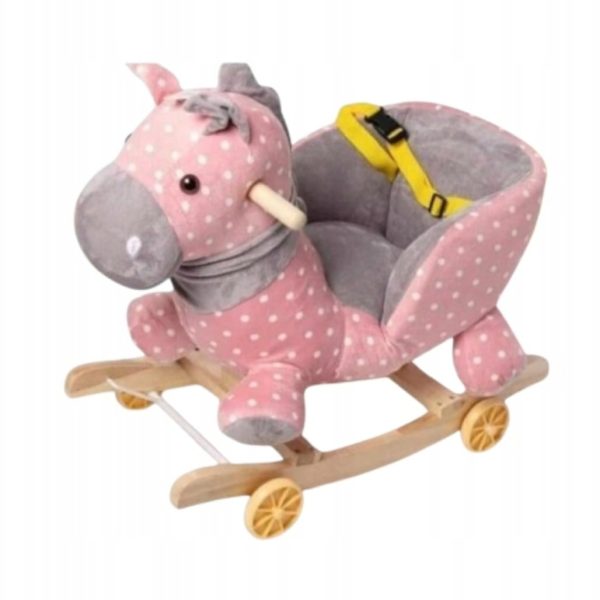 Balansoar muzical pentru copii Cu scaun din plus, Sanie, Model Calut Roz