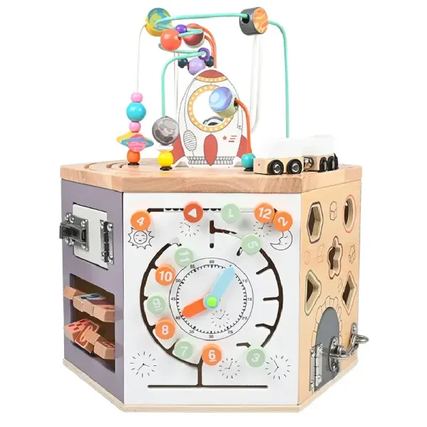 Cub Educativ Multifunctional 16 in 1 Montessori din lemn