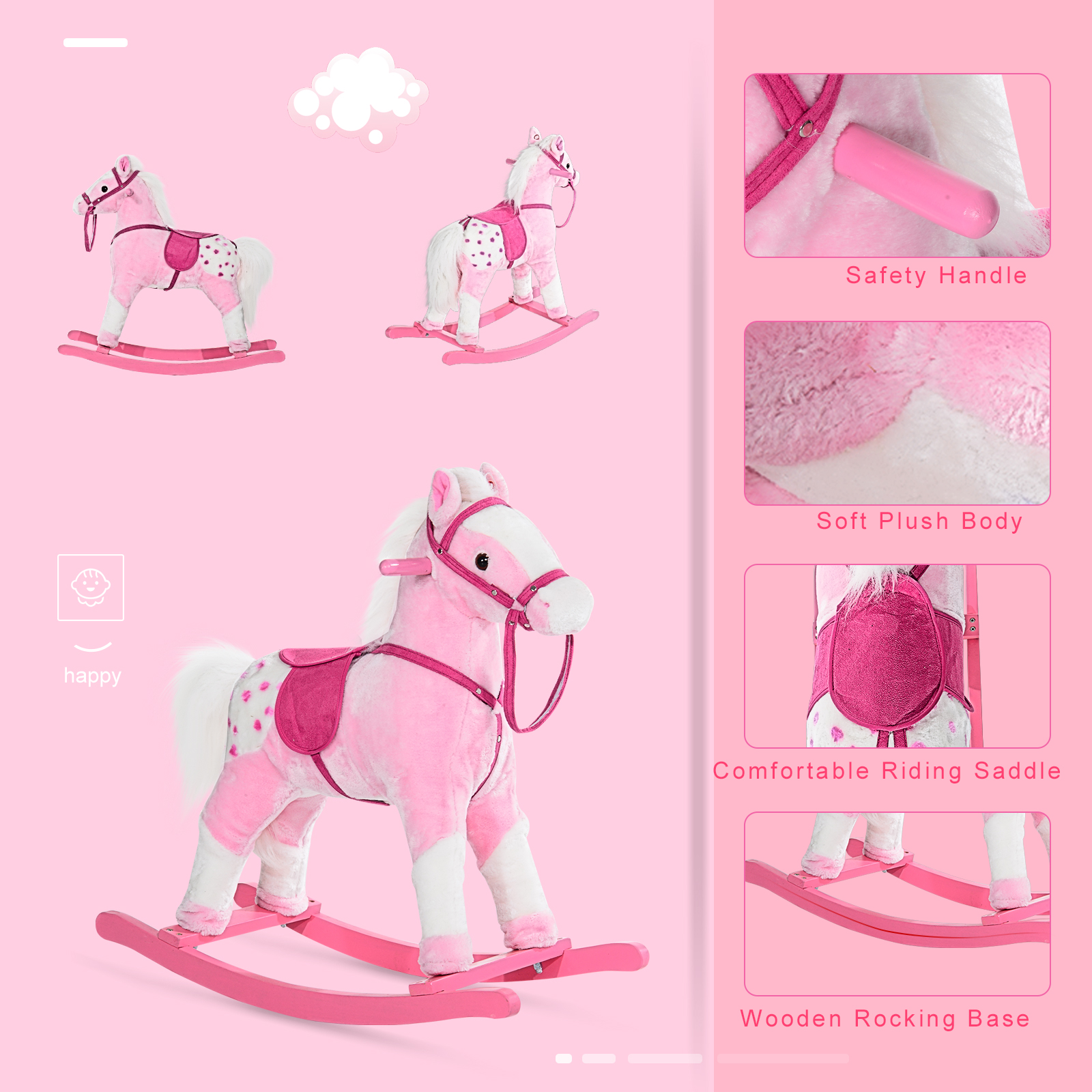 Balansoar Muzical pentru Copii Calut Roz - imagine 3