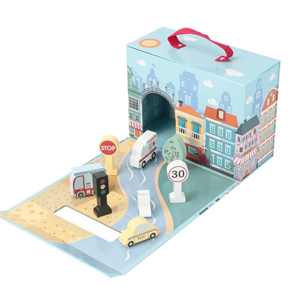 Set Interactiv Copii Orasul Tridimensional cu Vehicule si Semne
