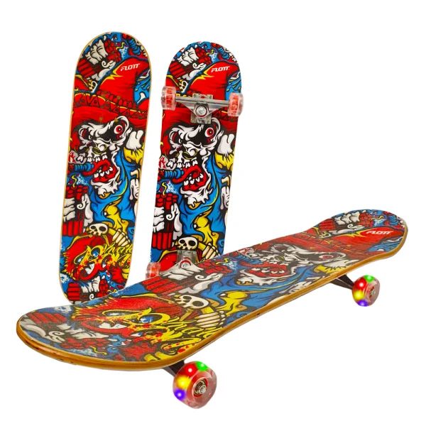 Skateboard Flott cu Roti din Silicon si Lumini 79x20 Aluminiu