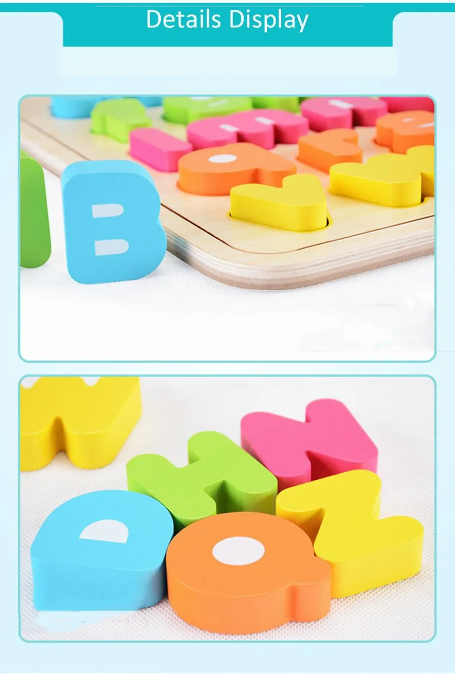 Puzzle Alfabet cu Litere Mari Lemn Tabla de Scris - imagine 2