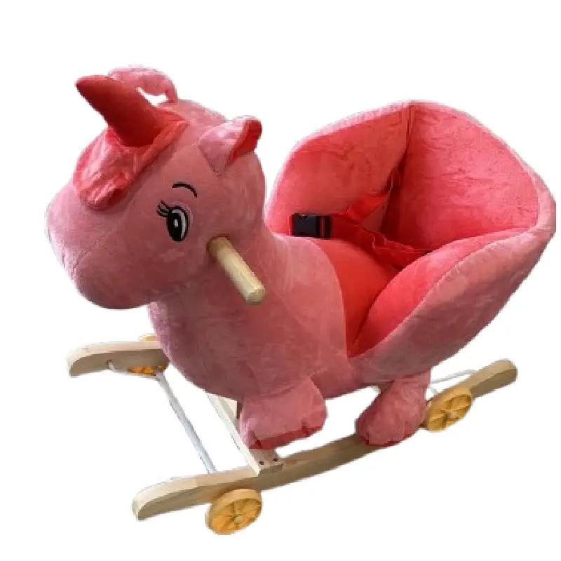 Balansoar Muzical de Plus tip Sanie cu Spatar si Roti Unicorn - imagine 2
