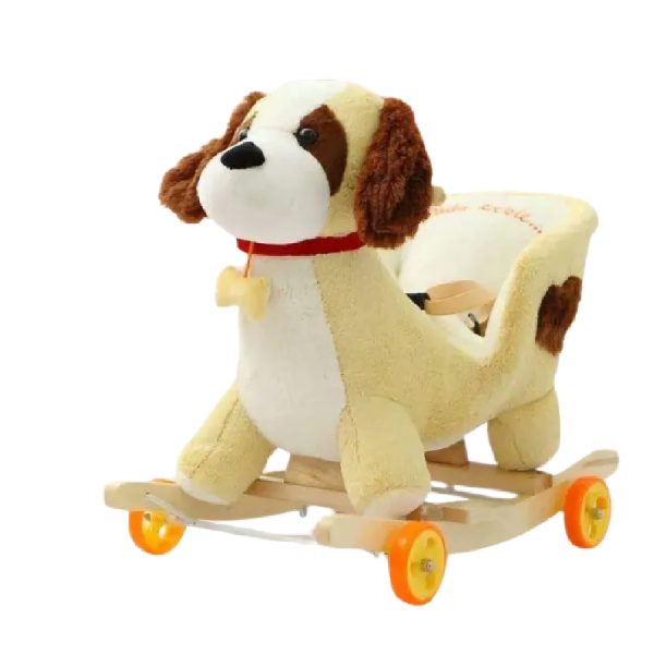 Balansoar Catelus Muzical tip Sanie cu Spatar si Roti