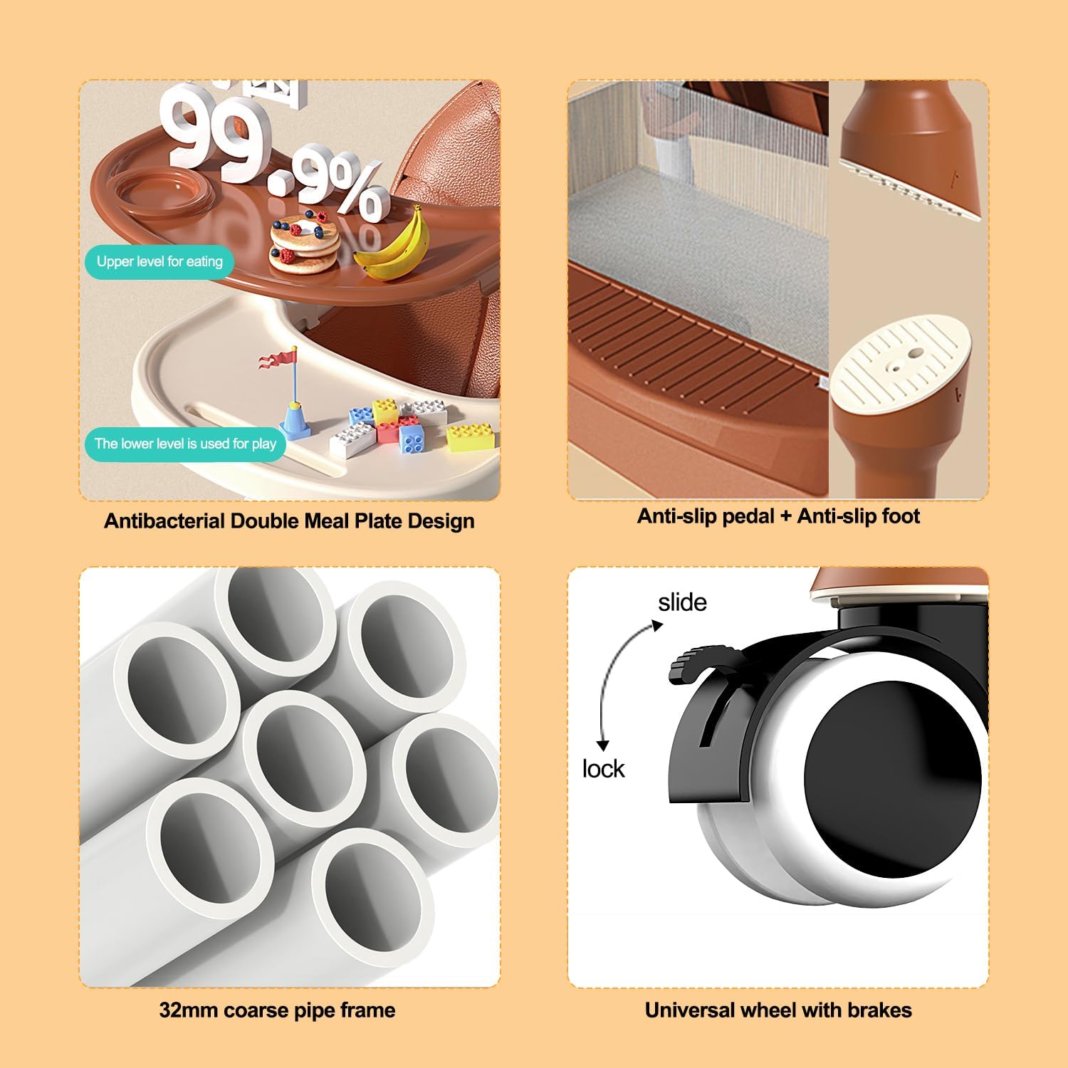 Scaun de Masa cu Spatar Pliabil pentru Copii Multifunctional - imagine 4
