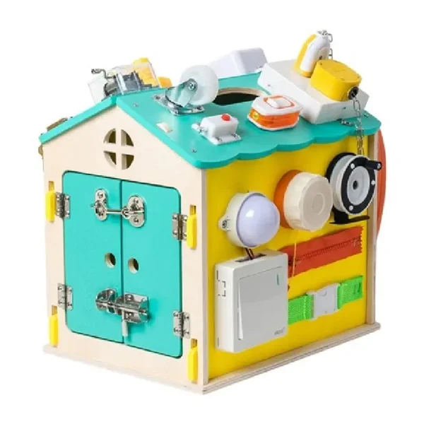 Casuta Senzoriala cu Activitati Montessori Busy Board