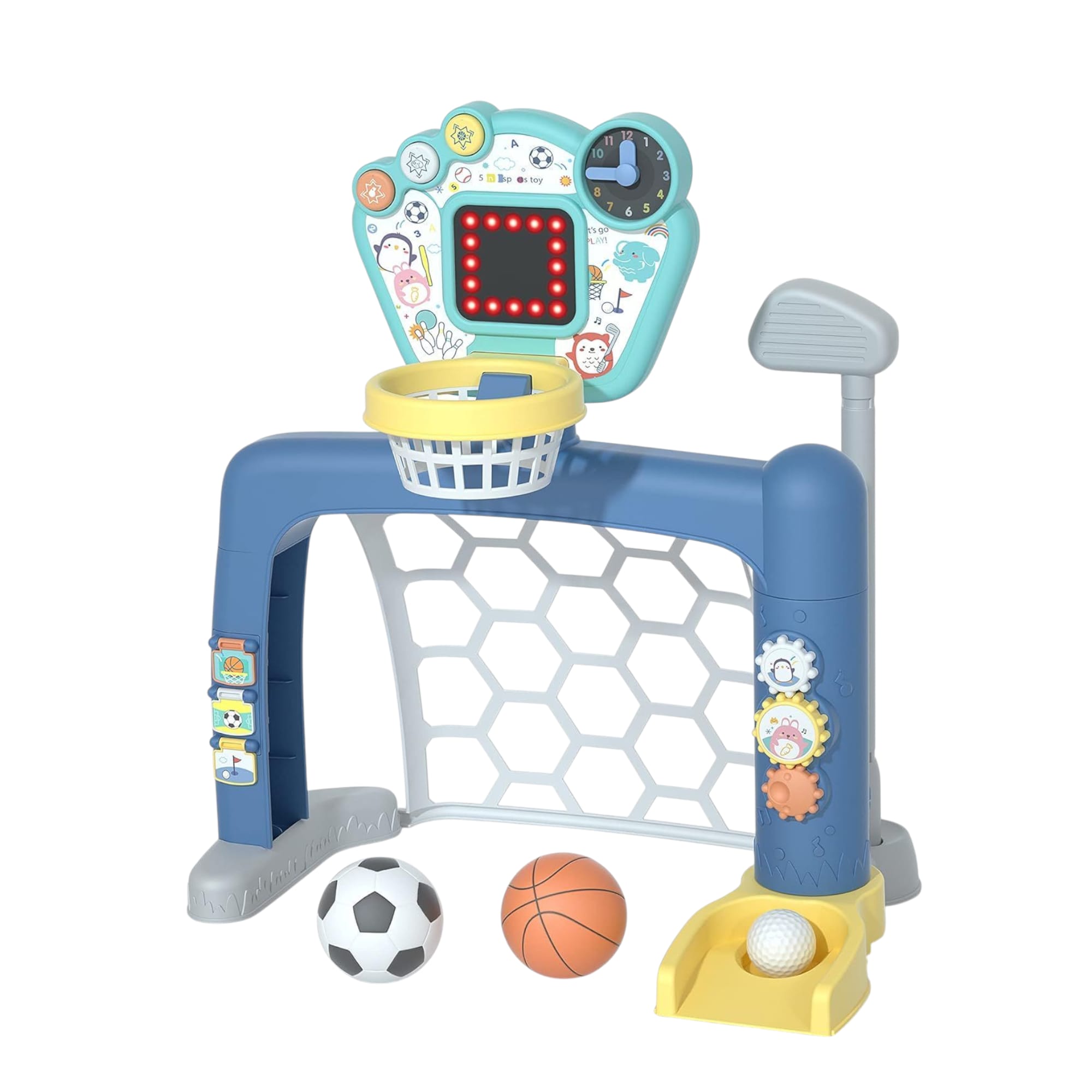 bambyland.ro Set Sportiv Multifunctional 3 in 1 pentru Copii Fotbal Basket si Golf