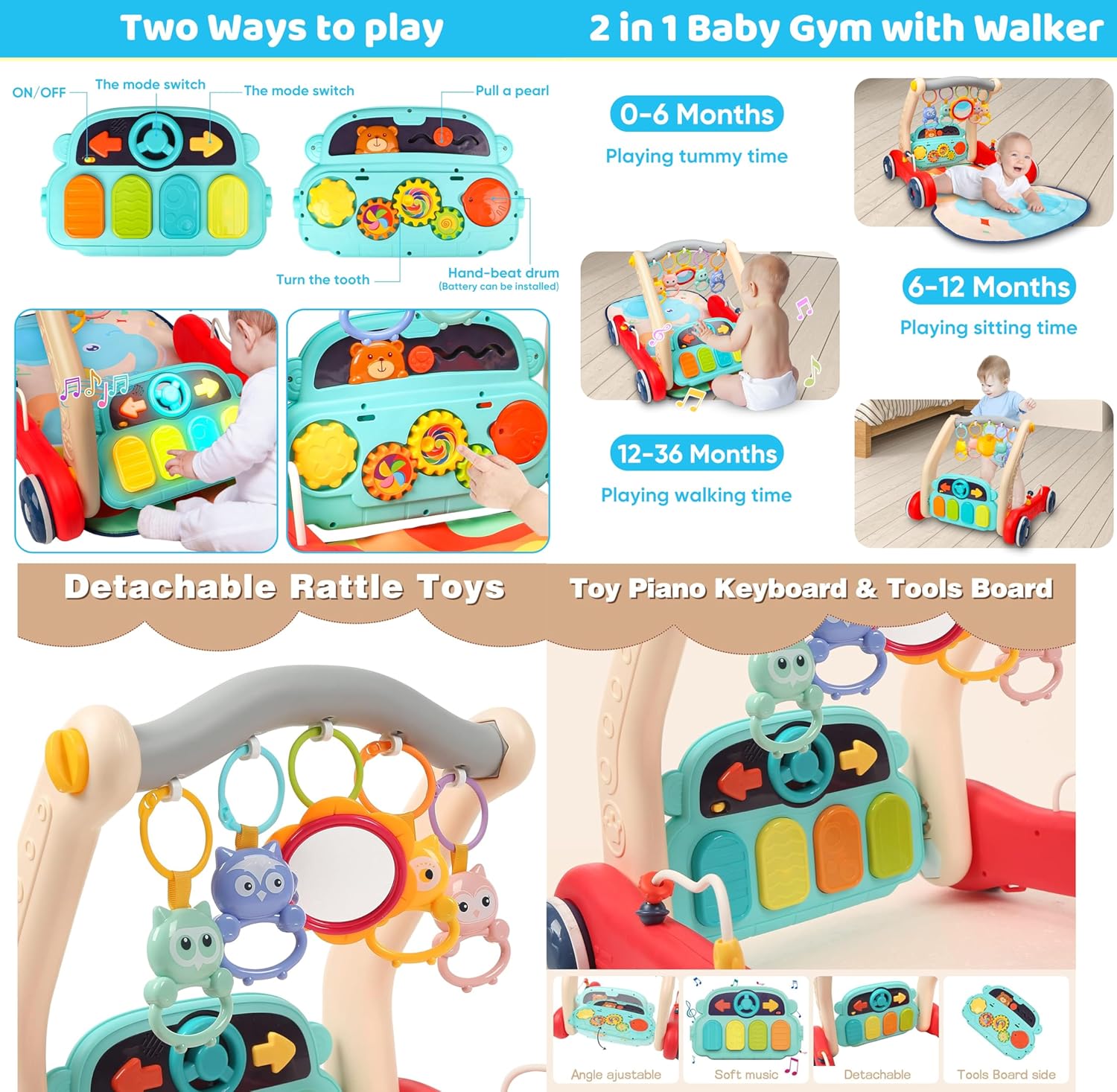Antemergator Bebelusi Multifunctional 3 in 1 cu Pian si Saltea - imagine 2