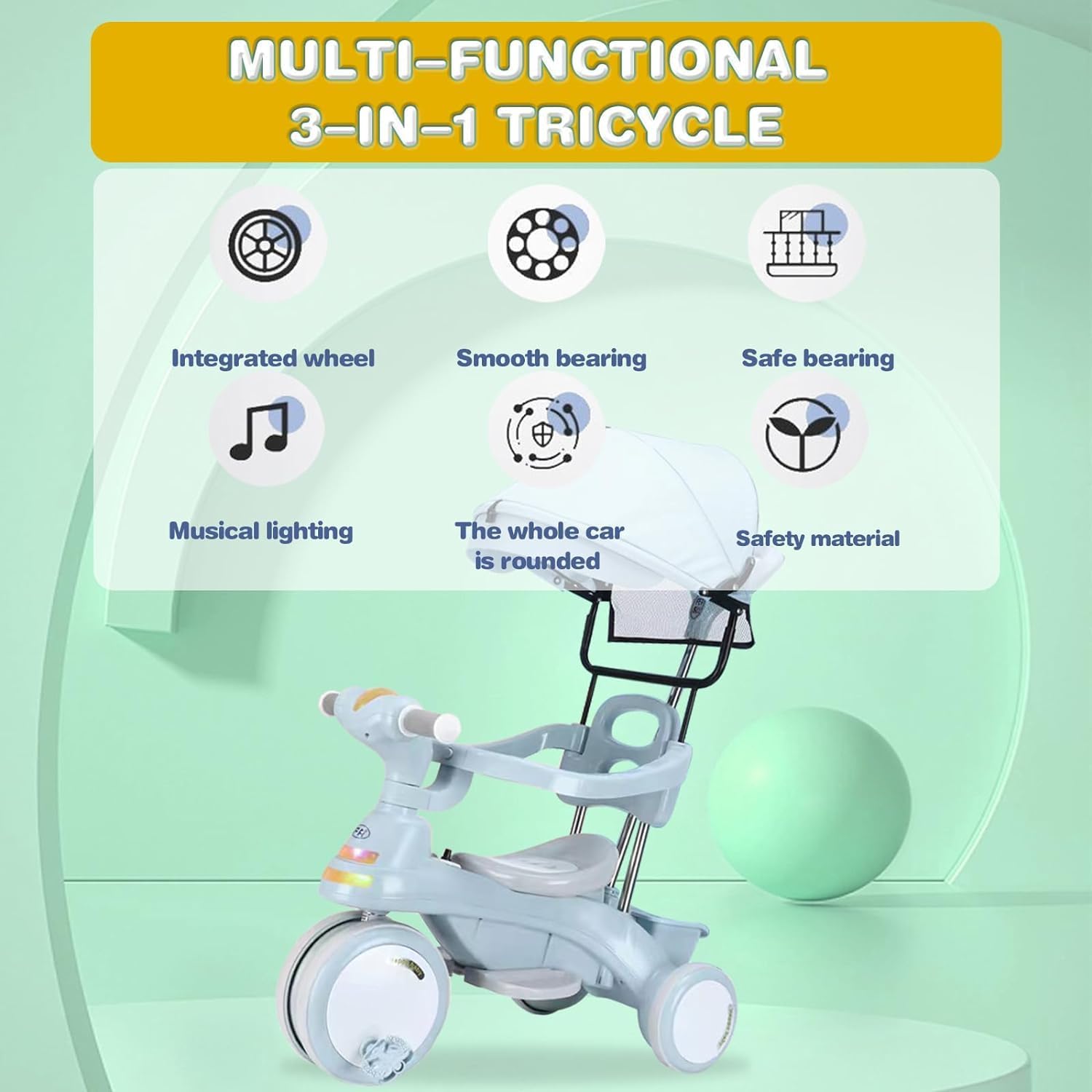 Tricicleta Multifunctionala 3 in 1 cu Pedale pentru Copii - imagine 5