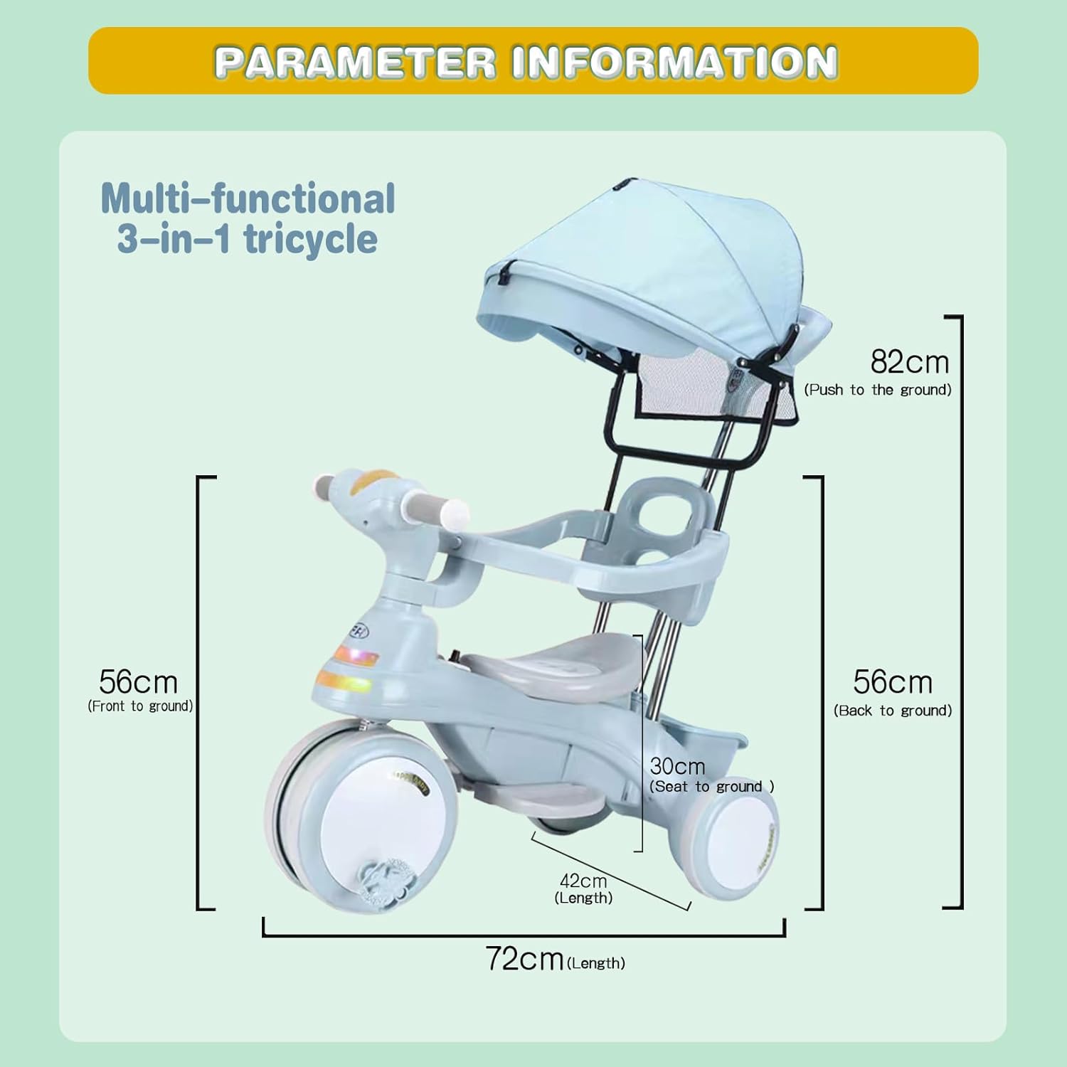 Tricicleta Multifunctionala 3 in 1 cu Pedale pentru Copii - imagine 9