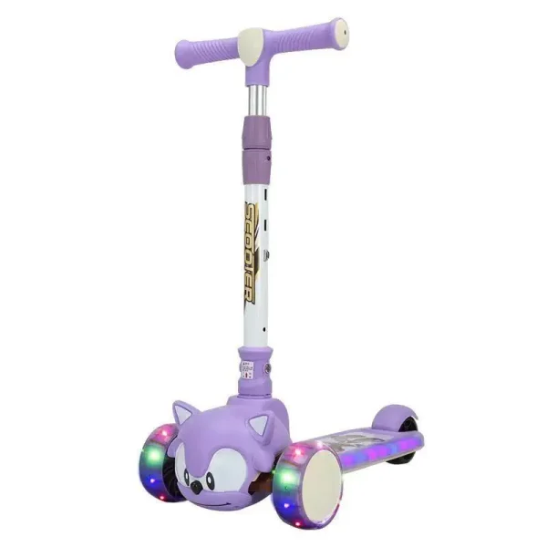 Trotineta Copii Sonic Mov Pliabila cu Lumini si Muzica