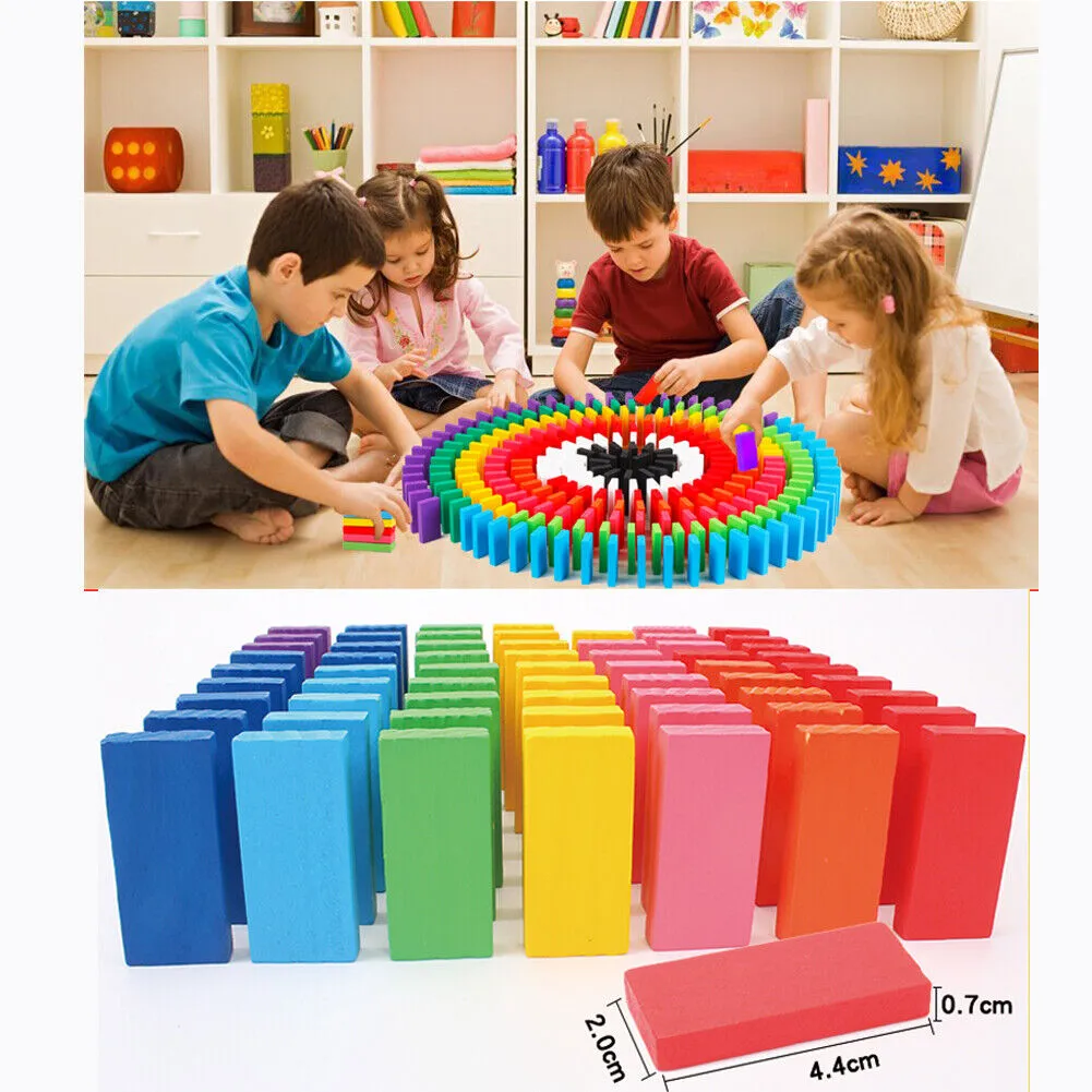 Joc Educativ din Lemn Domino 1000 Piese Colorate - imagine 4