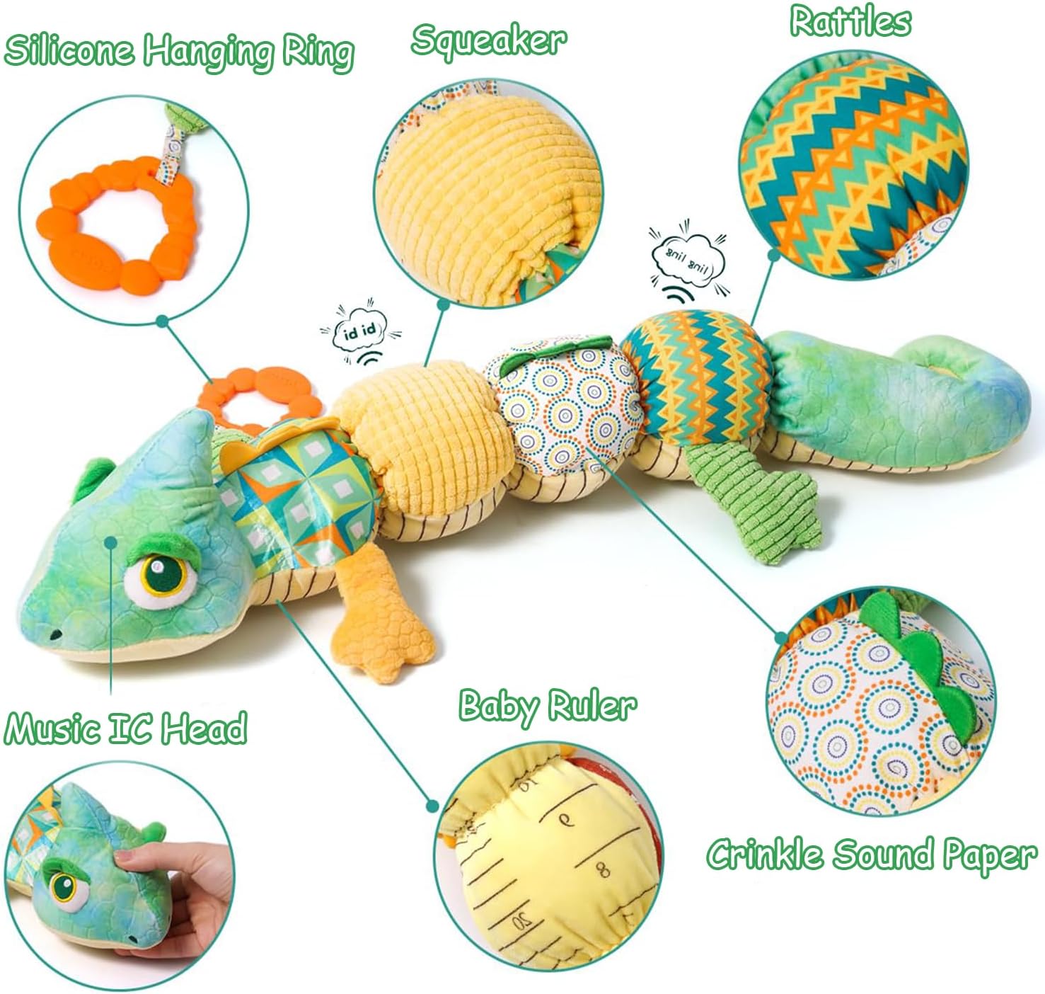 Jucarie Senzoriala Interactiva Cameleon pentru Bebelusi - imagine 2