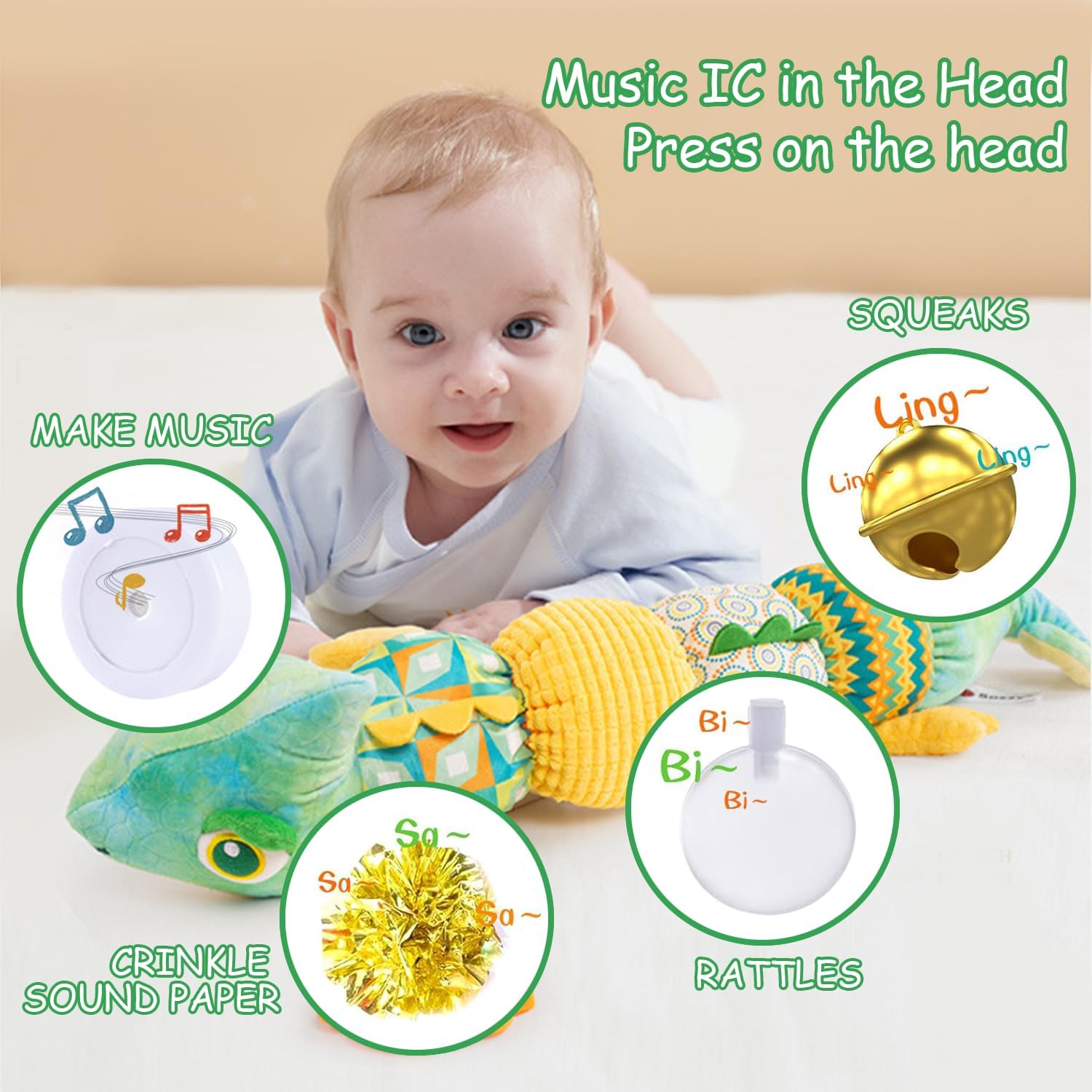 Jucarie Senzoriala Interactiva Cameleon pentru Bebelusi - imagine 4