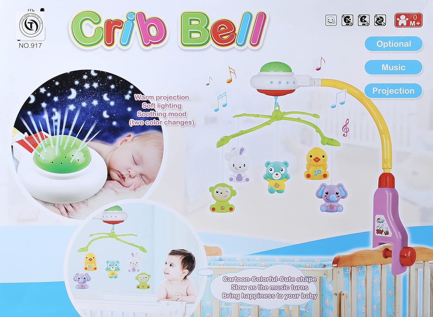 Carusel Muzical de Patut cu Proiector pentru Bebelusi - imagine 2