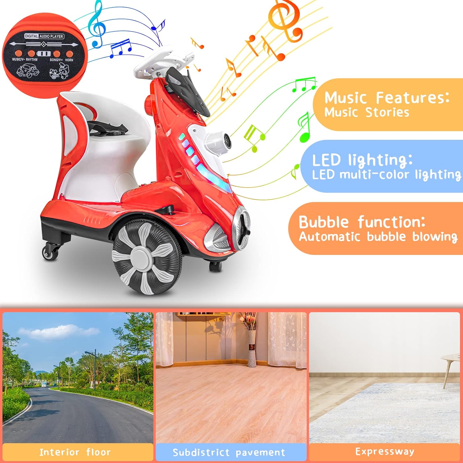 Masinuta Electrica Copii cu Rotire 360 si Baloane de Sapun - imagine 3