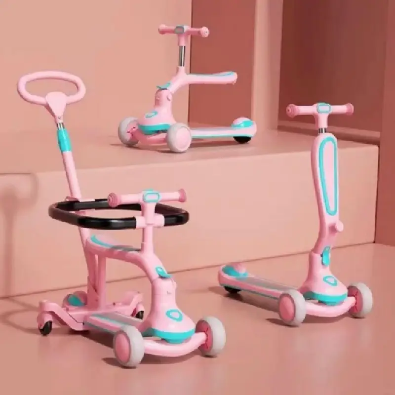 Trotineta Evolutiva Roz Multifunctionala 3 in 1 cu Lumini - imagine 3