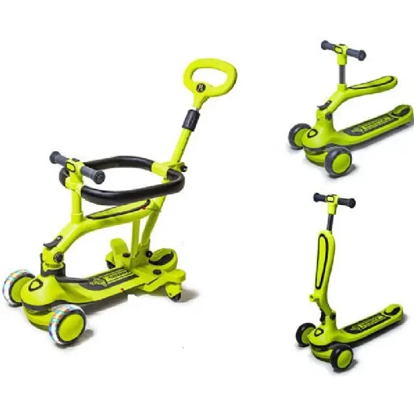 Trotineta Evolutiva Verde Multifunctionala 3 in 1 cu Lumini