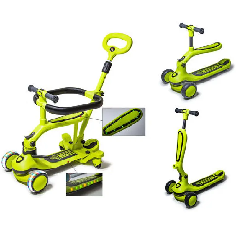 Trotineta Evolutiva Verde Multifunctionala 3 in 1 cu Lumini - imagine 4