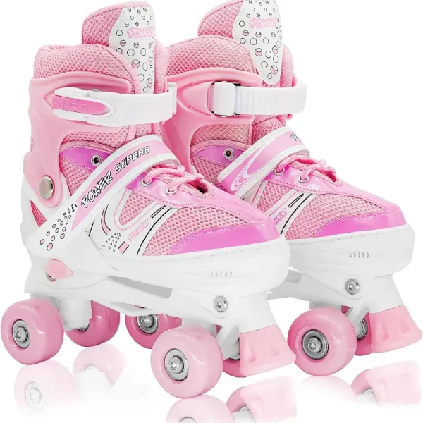Patine Roz Reglabile cu Rotile Power 27-30