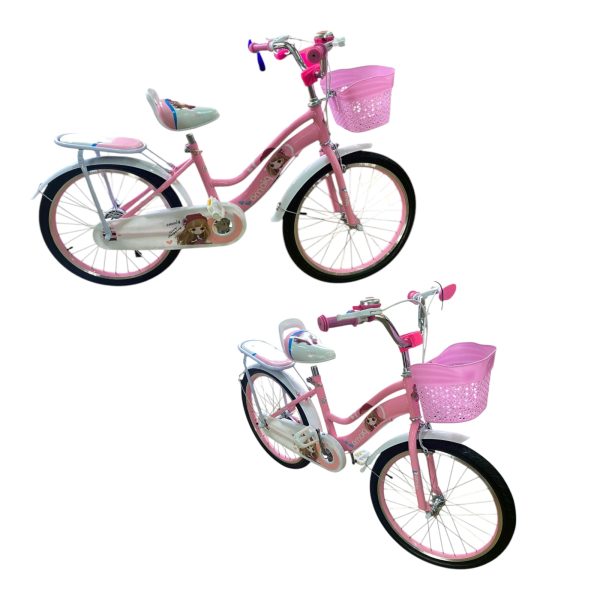 Bicicleta Roz pentru Fetite cu Cosulet si Portbagaj