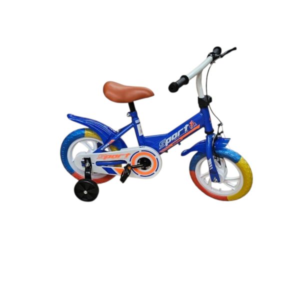 Bicicleta Albastra pentru Copii cu Rotii Ajutatoare Model Sport