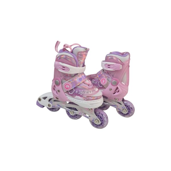 Set Role Roz pentru Copii cu Lumini Led Casca si Protectii 27-30