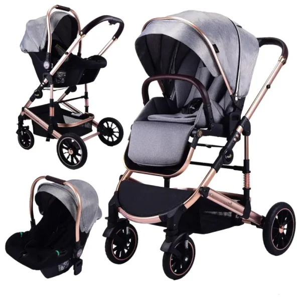 Carucior Premium Deluxe Pliabil 3 în 1 Design Elegant și Confort