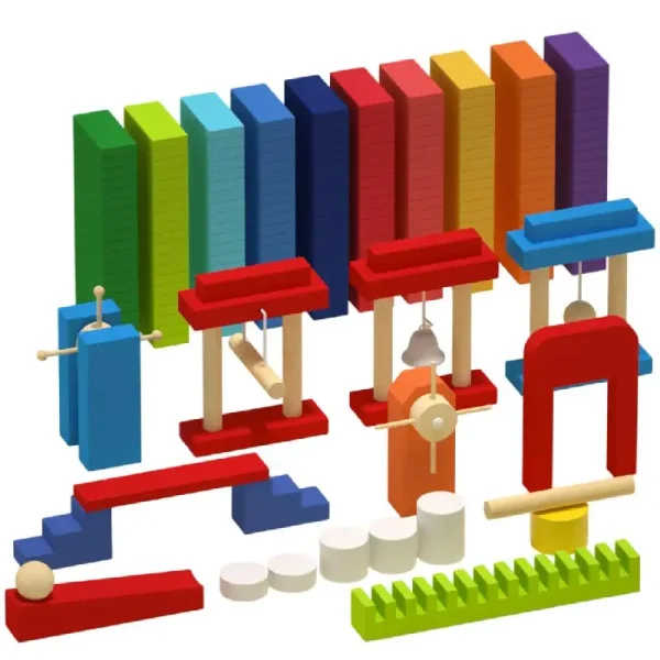 Joc Domino din Lemn pentru Copii cu 1200 Piese Colorate