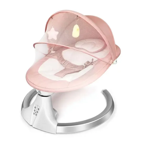Leagan Electric pentru Bebelusi cu Bluetooth si Telecomanda Roz