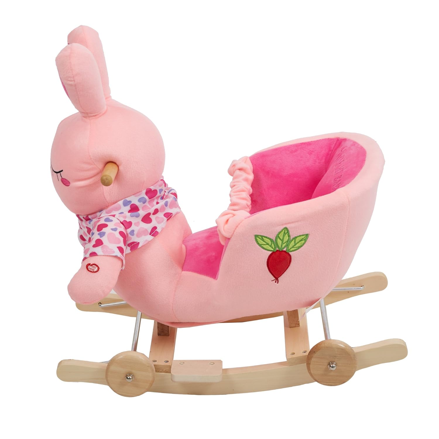 Balansoar de Plus Iepurasul Roz Muzical cu Roti pentru Copii - imagine 6