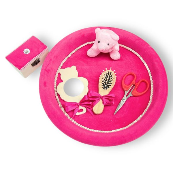 Tavita de Catifea Roz pentru Mot Complet Accesorizata