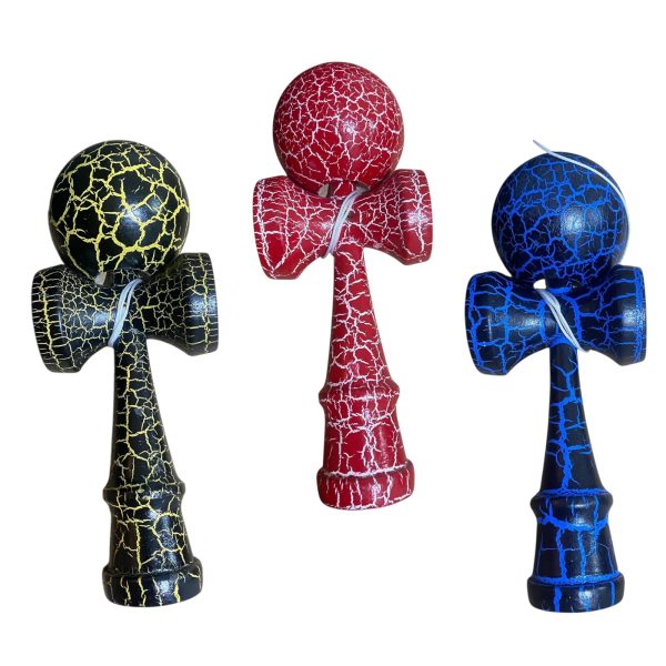 Kendama din Lemn Jucarie Interactiva cu Design Crapat si Colorat