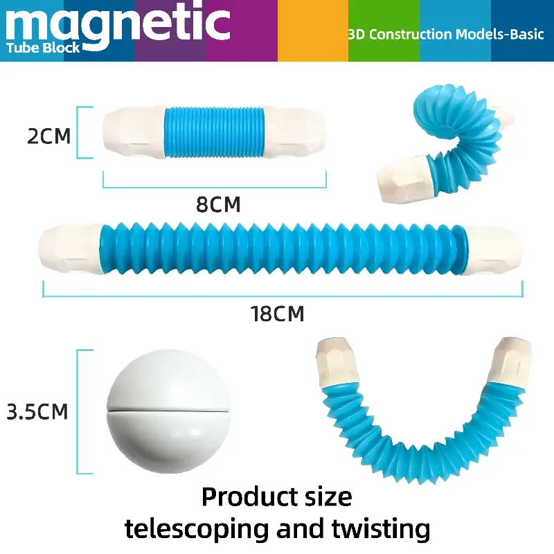 Set Magnetic de Constructie 3D cu Tuburi si Bile Magnetice - imagine 4