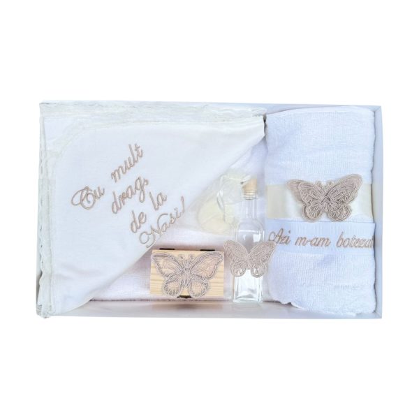 Trusou Botez Elegant cu Fluturas si Accesorii 7 Piese