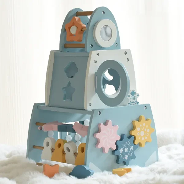 Centru de Activitati 5 in 1 din Lemn pentru Copii Turn Montessori