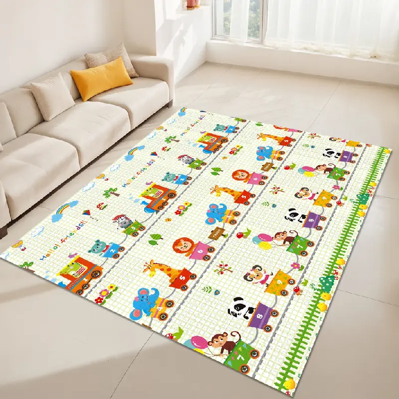 Covoras Pliabil de Joaca cu 2 Fete Model Lion cu Animale 180x200 - imagine 2