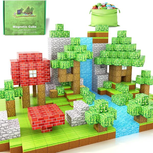 Set Cuburi Magnetice de Constructie Minecraft cu 146 Piese