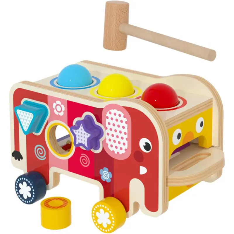 Jucarie Montessori Educationala din Lemn cu Xilofon si Ciocan - imagine 3