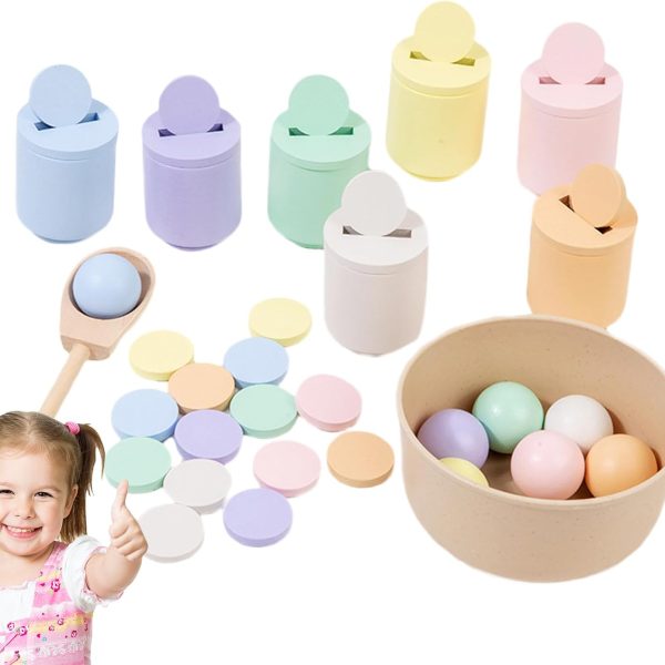 Sortator Educativ din Lemn Montessori Culori Forme si Coordonare