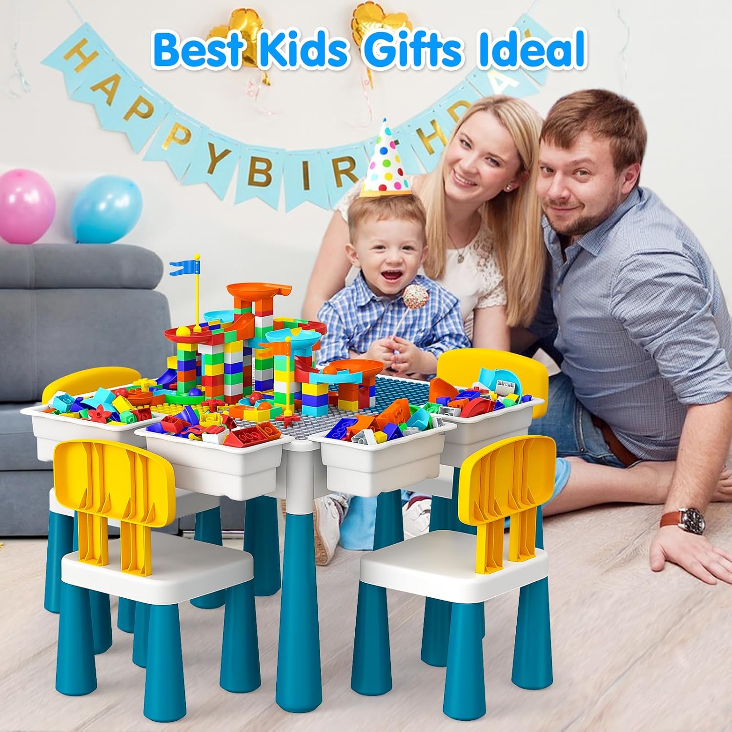Masa de Activitati 7 in 1 pentru Copii cu Scaune si 152 Piese - imagine 8