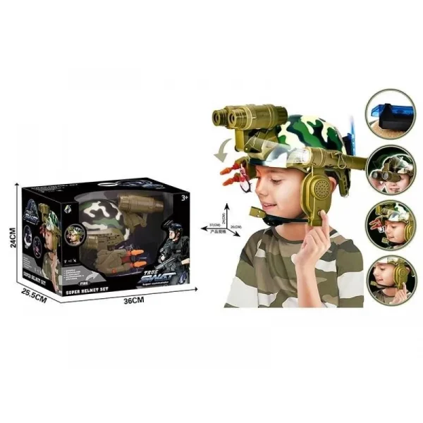 Set Casca Militara de Jucarie cu Binoclu Lanterna si Microfon