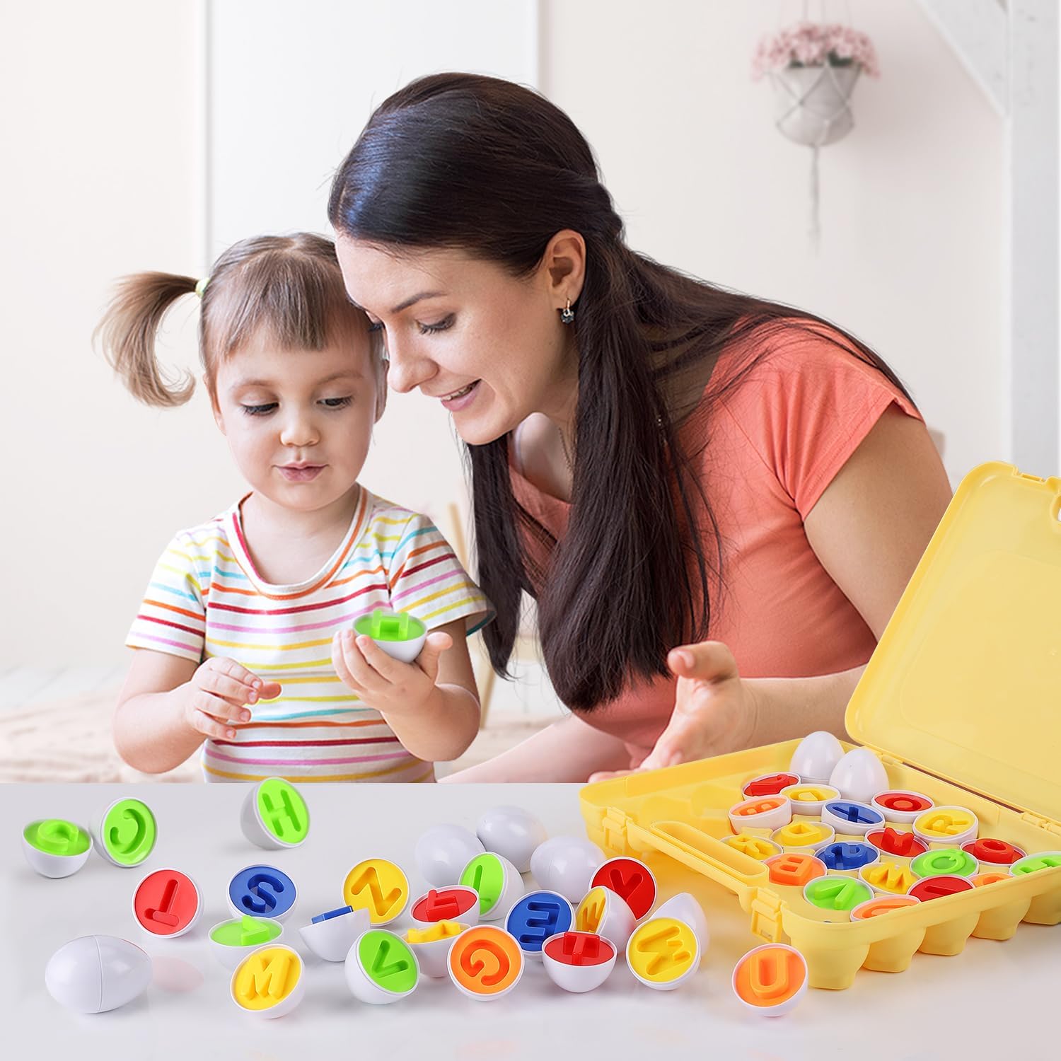Joc Educativ pentru Copii Matching Eggs de Asociere cu Litere 4
