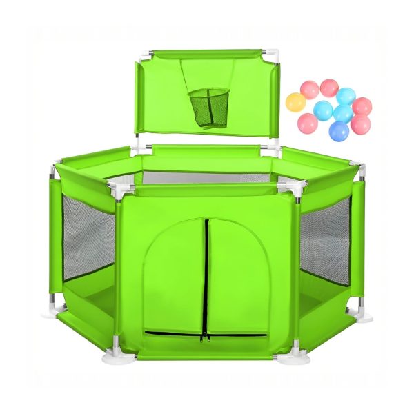 Tarc Verde de Joaca cu Cos de Baschet si Bile Colorate