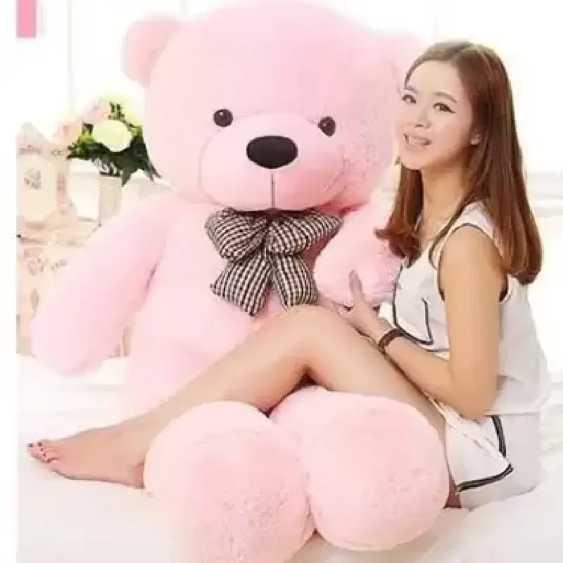 Urs Roz din Plus Pufos cu Fundita 180 cm2