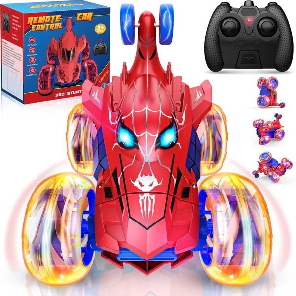 Jucarie Masinuta cu Telecomanda Roti Led si Rotatie 360° Spider