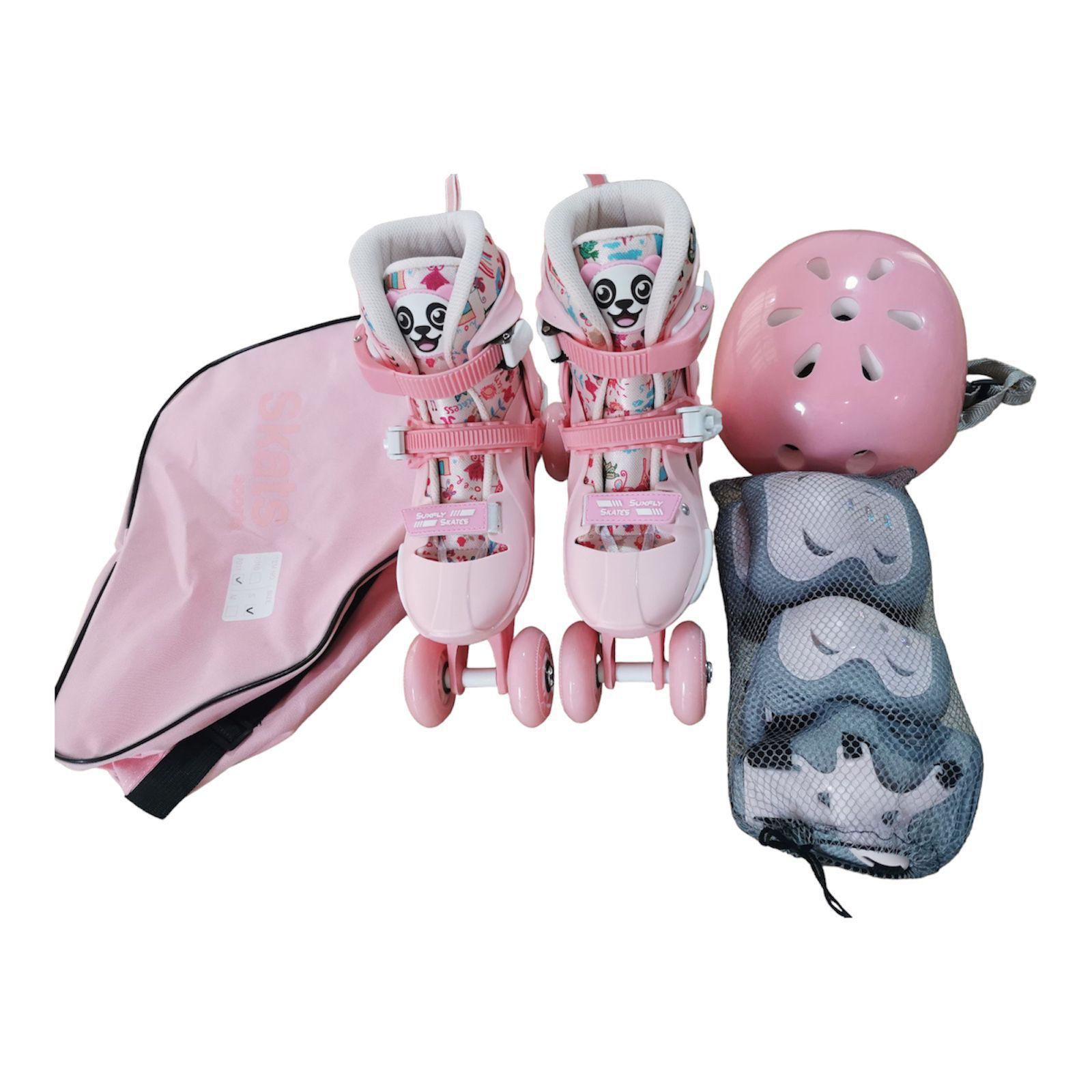 Role Copii Set 2 in 1 cu Casca Cotiere si Genunchiere 33-36 Roz 1