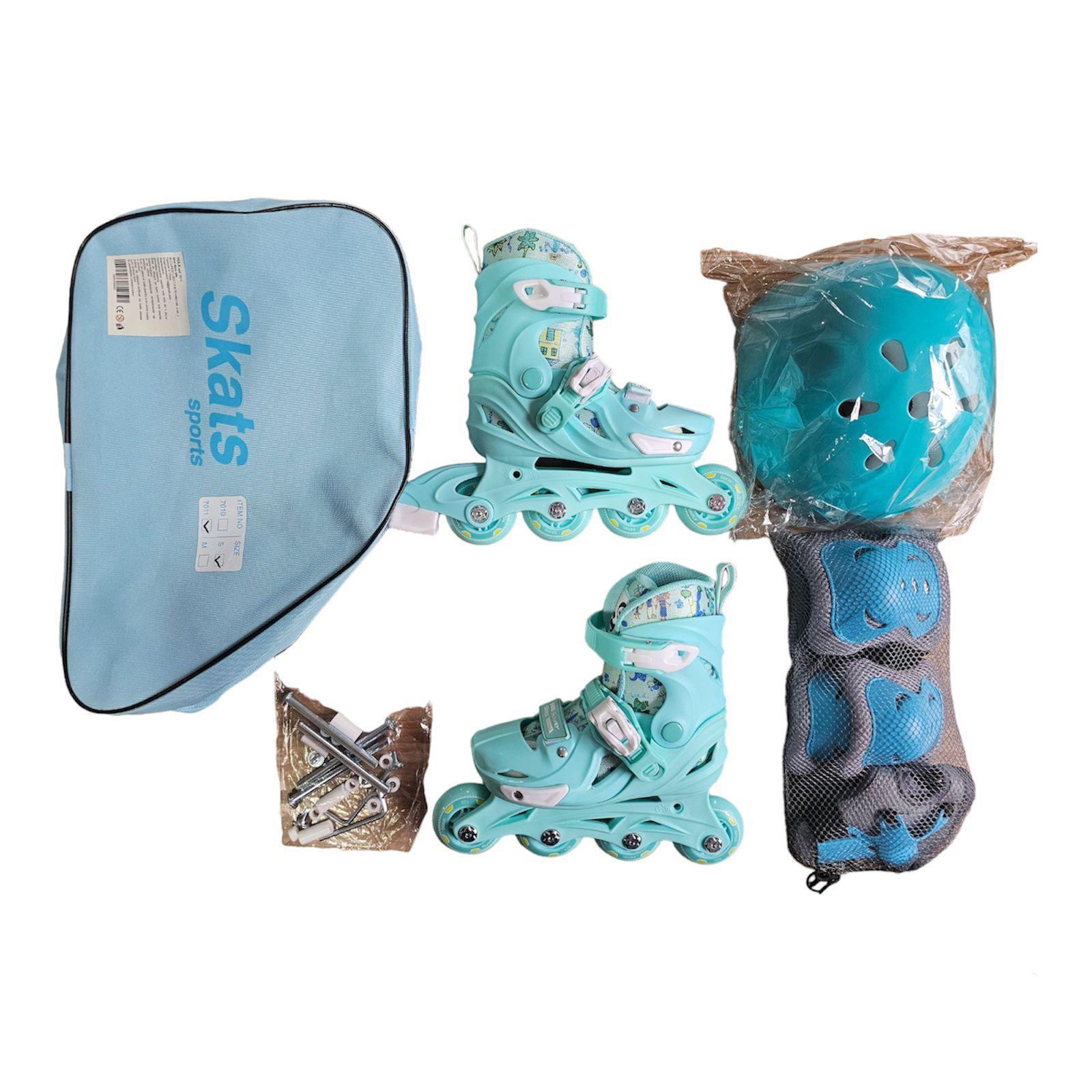 Set Role Reglabile Bleu pentru Copii cu Casca si Protectii 29-32 2