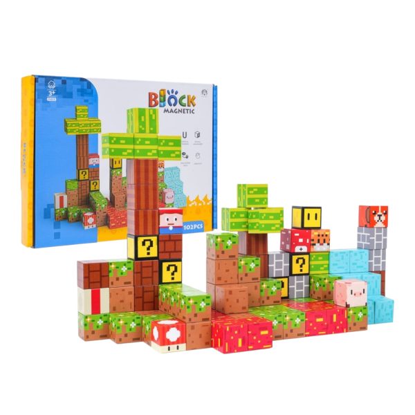 Set de Constructie Cuburi Magnetice Minecraft Block 102 Piese